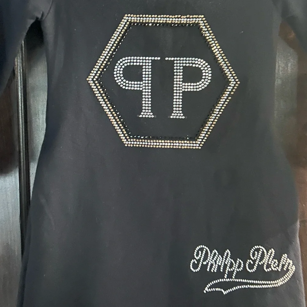 Philipp Plein Girls Rhinestone‎ Logo Dress Black Size 6 Designer EUC